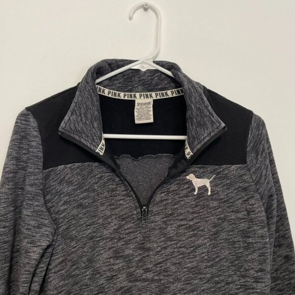 PINK VS VICTORIA'S SECRET Perfect Quarter 1/4 Zip Black White Colorblock Logo XS - Picture 5 of 14